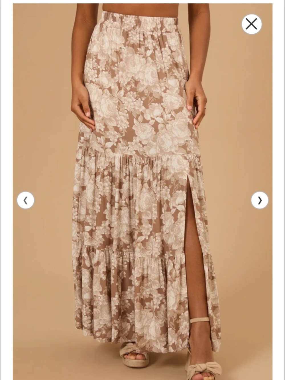 Floral Maxi Skirt in Beige Floral - Picture 2 of 3